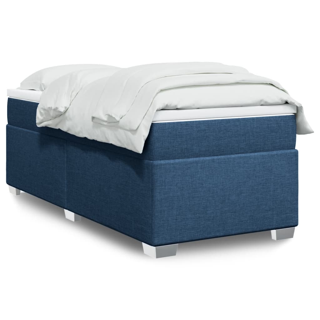 vidaXL Κρεβάτι Boxspring με Στρώμα Μπλε 90x190 εκ.Υφασμάτινο