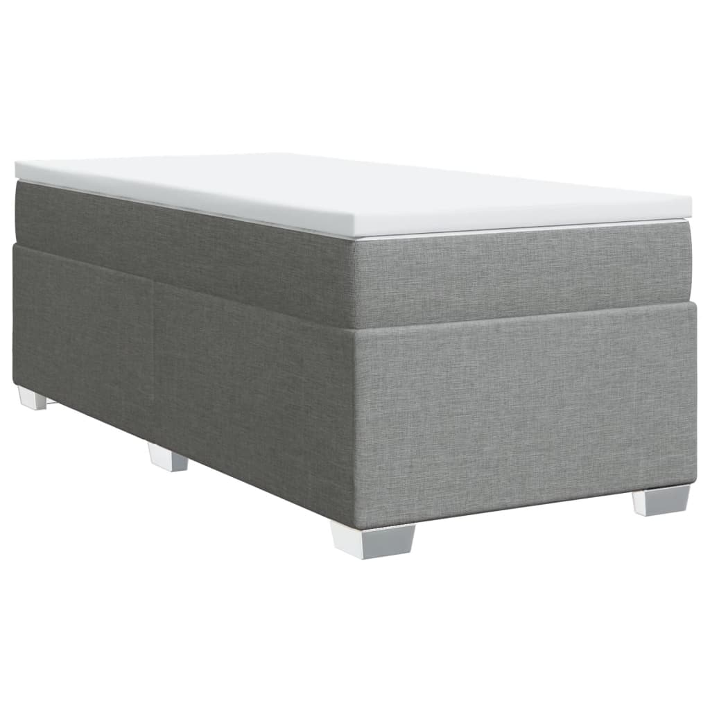 vidaXL Κρεβάτι Boxspring με Στρώμα Ανοιχτό Γκρι 90x200 εκ. Υφασμάτινο