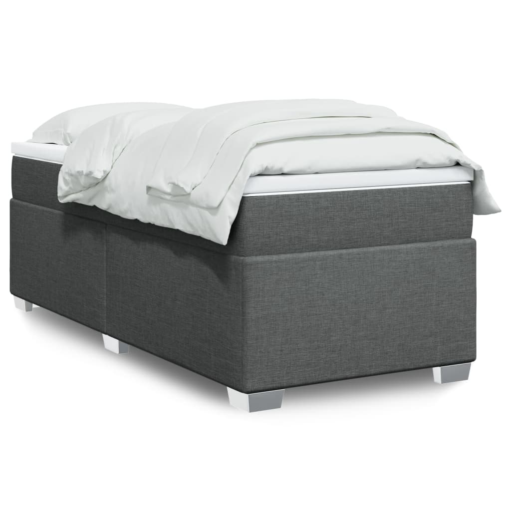 vidaXL Κρεβάτι Boxspring με Στρώμα Σκούρο Γκρι 90x200 εκ. Υφασμάτινο