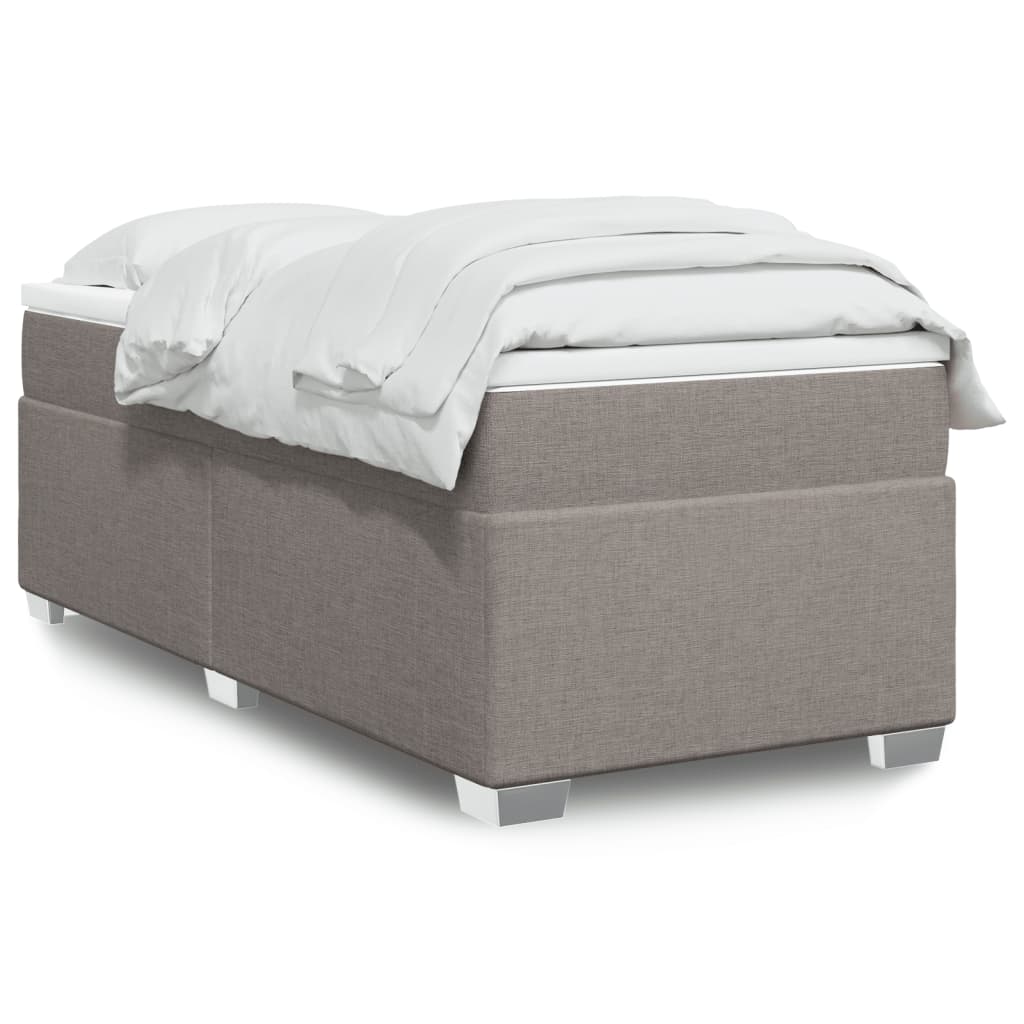 vidaXL Κρεβάτι Boxspring με Στρώμα Taupe 90x200 εκ. Υφασμάτινο