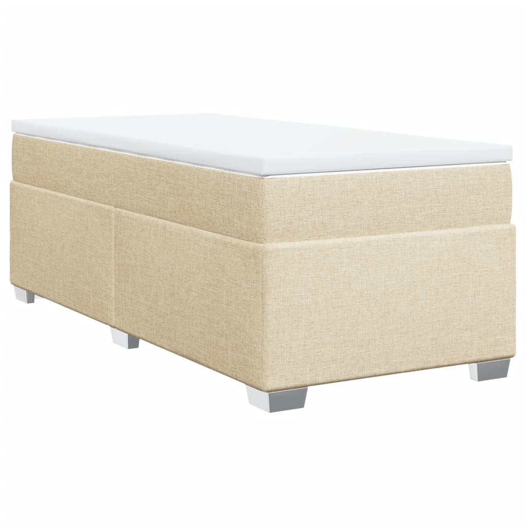 vidaXL Κρεβάτι Boxspring με Στρώμα Κρεμ 90x200 εκ.Υφασμάτινο
