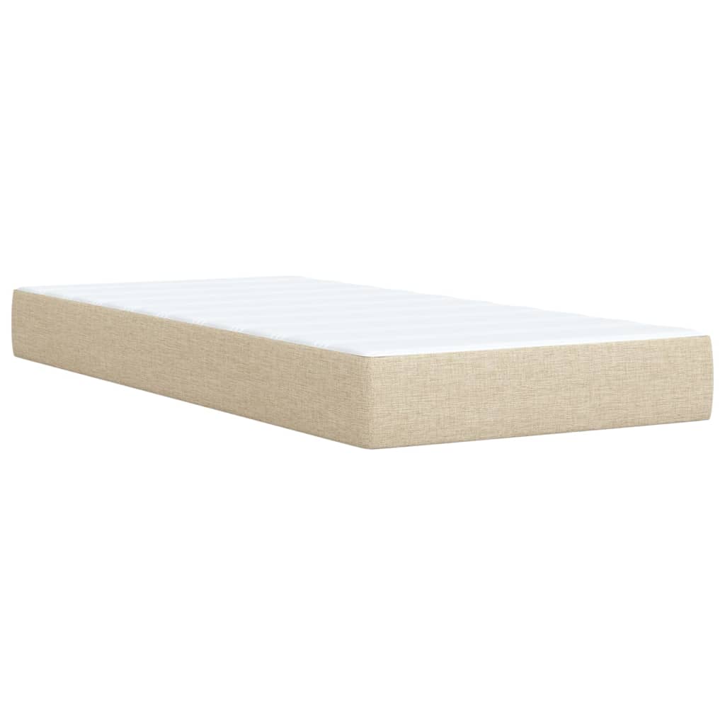 vidaXL Κρεβάτι Boxspring με Στρώμα Κρεμ 90x200 εκ.Υφασμάτινο