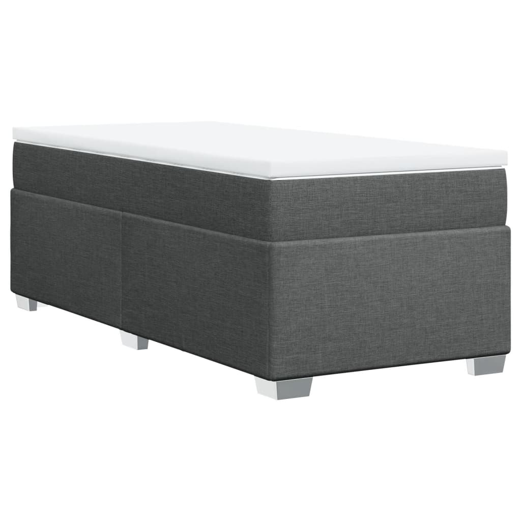 vidaXL Κρεβάτι Boxspring με Στρώμα Σκούρο Γκρι 100x200 εκ. Υφασμάτινο