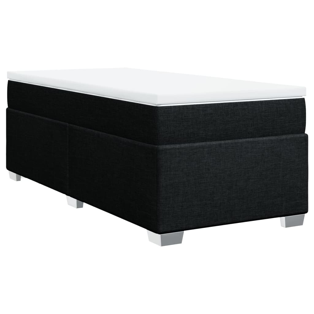 vidaXL Κρεβάτι Boxspring με Στρώμα Μαύρο 100 x 200 εκ. Υφασμάτινο