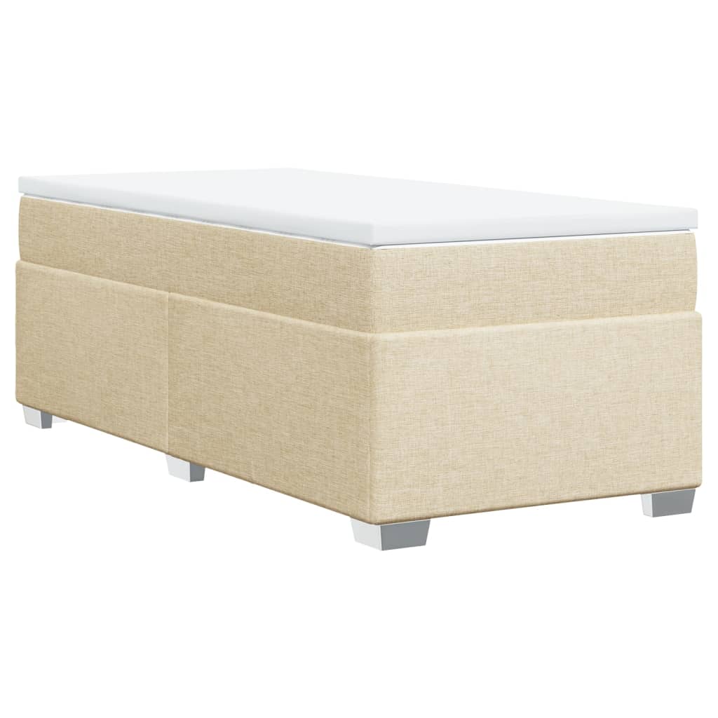 vidaXL Κρεβάτι Boxspring με Στρώμα Κρεμ 100 x 200 εκ. Υφασμάτινο