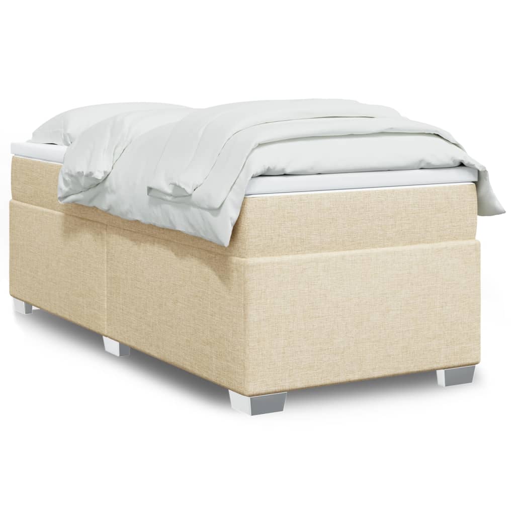 vidaXL Κρεβάτι Boxspring με Στρώμα Κρεμ 100 x 200 εκ. Υφασμάτινο