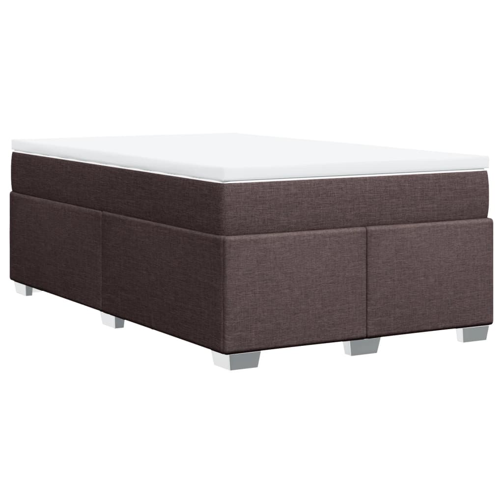 vidaXL Κρεβάτι Boxspring με Στρώμα Σκούρο Καφέ 120x190 εκ Υφασμάτινο