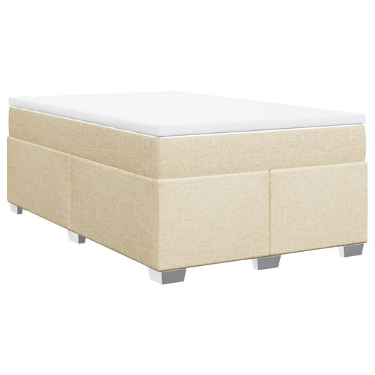 vidaXL Κρεβάτι Boxspring με Στρώμα Κρεμ 120x190 εκ. Υφασμάτινο