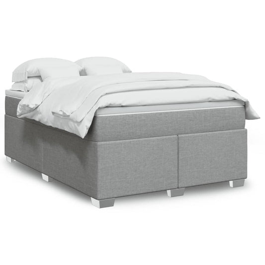 vidaXL Κρεβάτι Boxspring με Στρώμα Ανοιχτό Γκρι 140x190 εκ. Υφασμάτινο