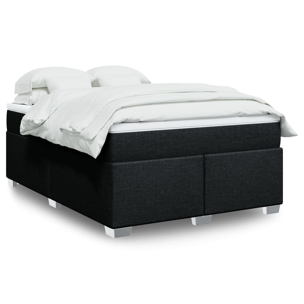 vidaXL Κρεβάτι Boxspring με Στρώμα Μαύρο 140x190 εκ. Υφασμάτινο