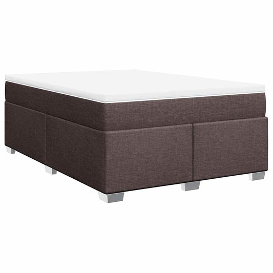 vidaXL Κρεβάτι Boxspring με Στρώμα Σκούρο Καφέ 140x190 εκ. Υφασμάτινο