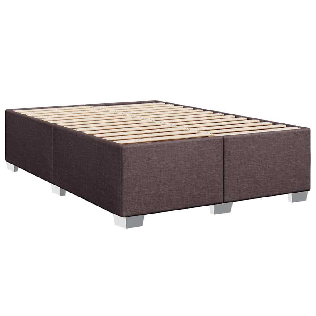 vidaXL Κρεβάτι Boxspring με Στρώμα Σκούρο Καφέ 140x190 εκ. Υφασμάτινο