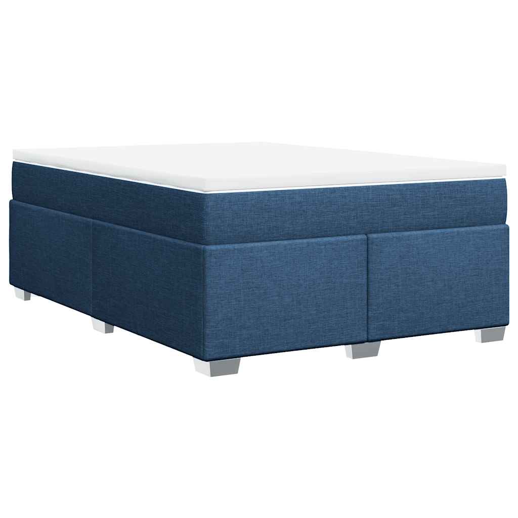 vidaXL Κρεβάτι Boxspring με Στρώμα Μπλε 140x190 εκ. Υφασμάτινο