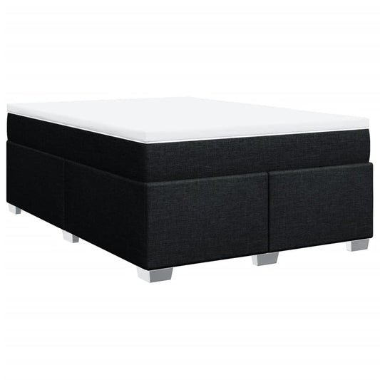 vidaXL Κρεβάτι Boxspring με Στρώμα Μαύρο 140x200 εκ. Υφασμάτινο