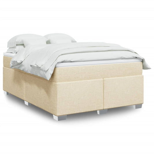 vidaXL Κρεβάτι Boxspring με Στρώμα Κρεμ 140x200 εκ. Υφασμάτινο