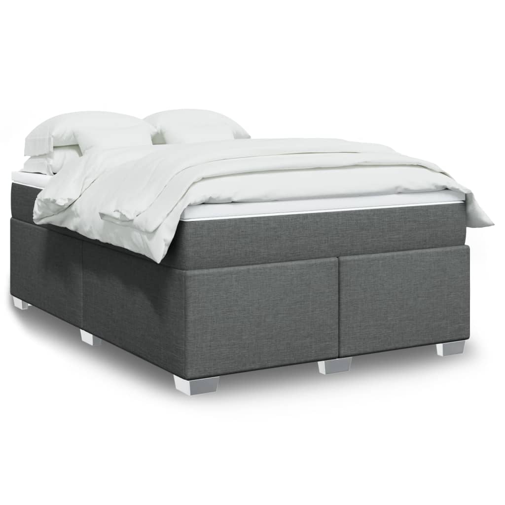 vidaXL Κρεβάτι Boxspring με Στρώμα Σκούρο Γκρι 160x200 εκ Υφασμάτινο