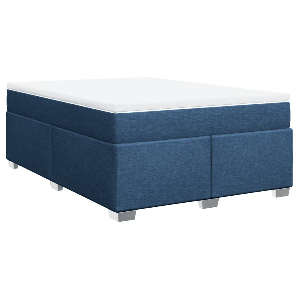 vidaXL Κρεβάτι Boxspring με Στρώμα Μπλε 160x200 εκ. Υφασμάτινο