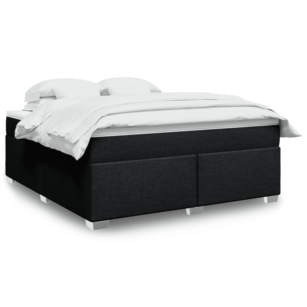 vidaXL Κρεβάτι Boxspring με Στρώμα Μαύρο 180x200 εκ. Υφασμάτινο