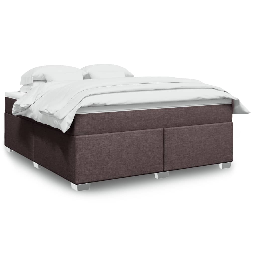 vidaXL Κρεβάτι Boxspring με Στρώμα Σκούρο Καφέ 180x200 εκ Υφασμάτινο