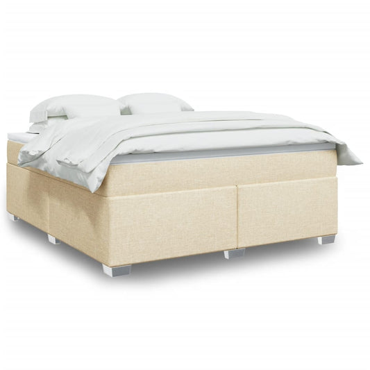 vidaXL Κρεβάτι Boxspring με Στρώμα Κρεμ 180x200 εκ. Υφασμάτινο