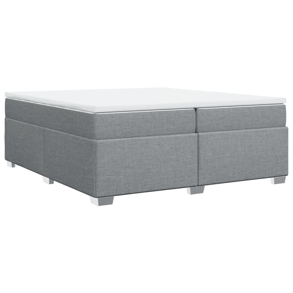 vidaXL Κρεβάτι Boxspring με Στρώμα Ανοιχτό Γκρι 200x200 εκ. Υφασμάτινο