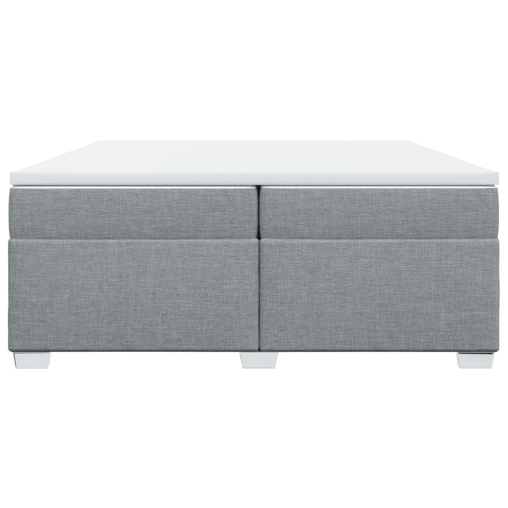 vidaXL Κρεβάτι Boxspring με Στρώμα Ανοιχτό Γκρι 200x200 εκ. Υφασμάτινο