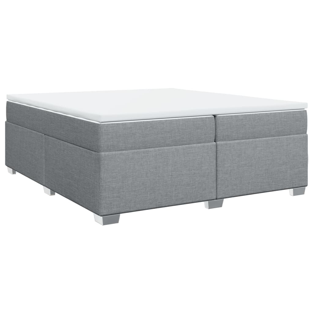 vidaXL Κρεβάτι Boxspring με Στρώμα Ανοιχτό Γκρι 200x200 εκ. Υφασμάτινο