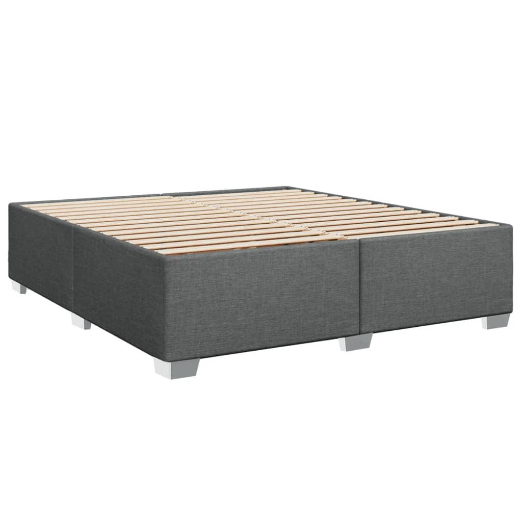vidaXL Κρεβάτι Boxspring με Στρώμα Σκούρο Γκρι 200x200 εκ. Υφασμάτινο