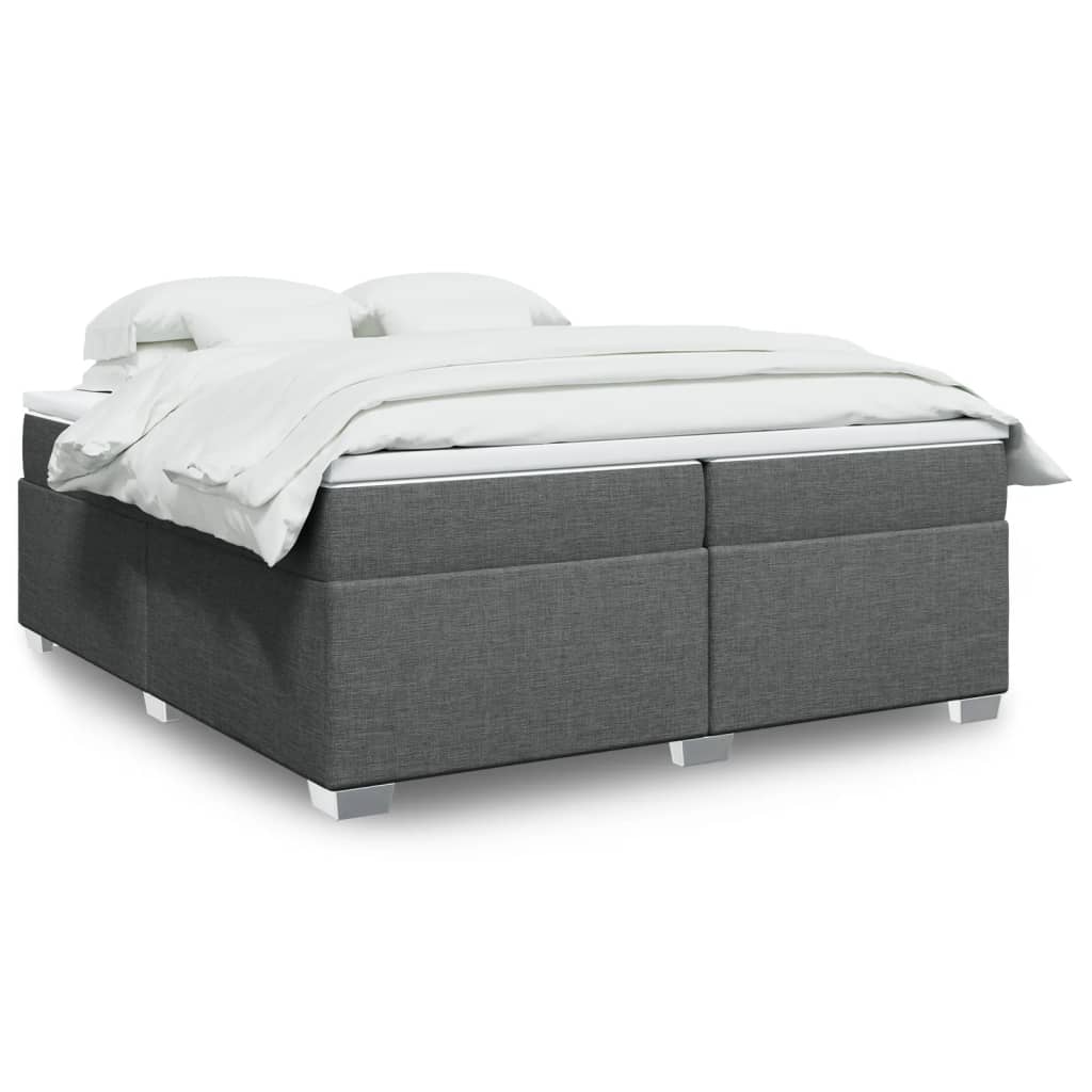 vidaXL Κρεβάτι Boxspring με Στρώμα Σκούρο Γκρι 200x200 εκ. Υφασμάτινο