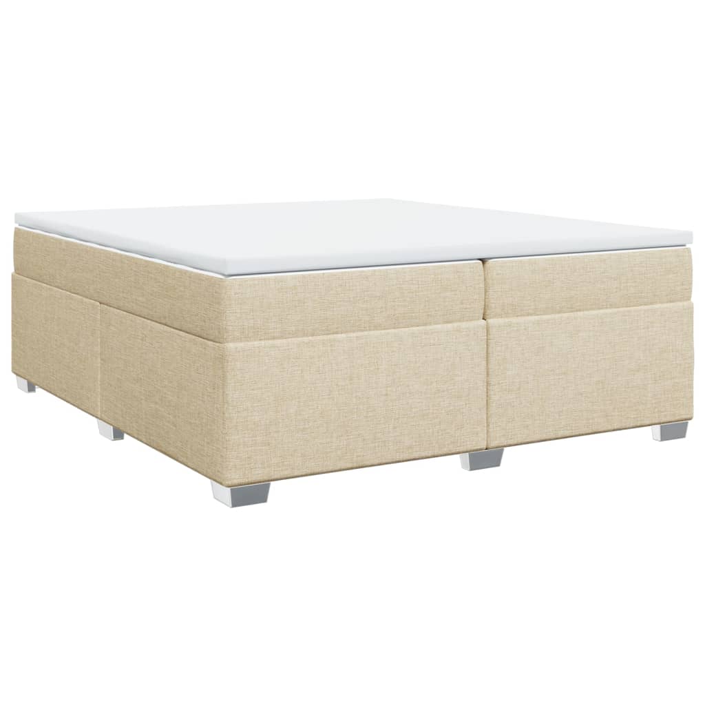 vidaXL Κρεβάτι Boxspring με Στρώμα Κρεμ 200x200 εκ. Υφασμάτινο