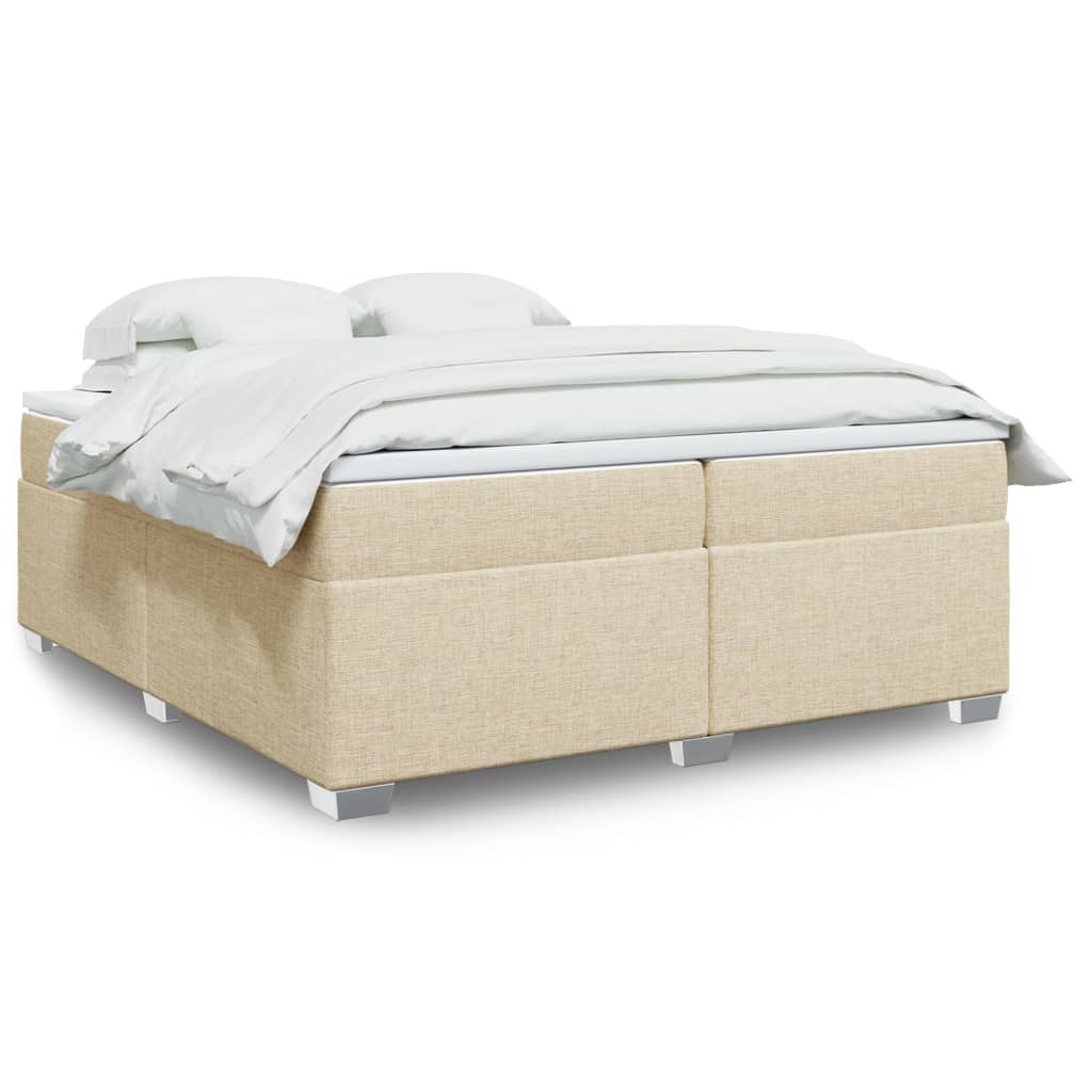 vidaXL Κρεβάτι Boxspring με Στρώμα Κρεμ 200x200 εκ. Υφασμάτινο