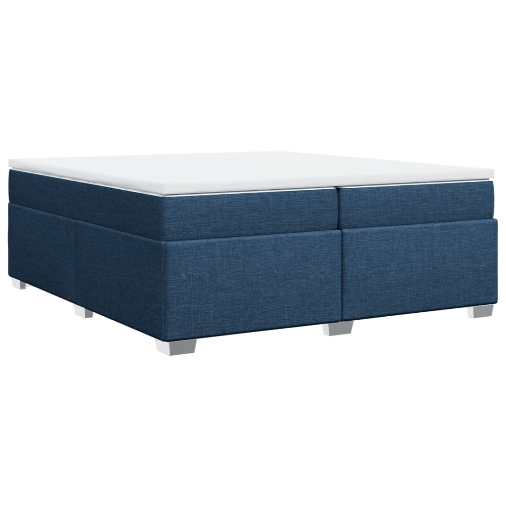 vidaXL Κρεβάτι Boxspring με Στρώμα Μπλε 200x200 εκ. Υφασμάτινο