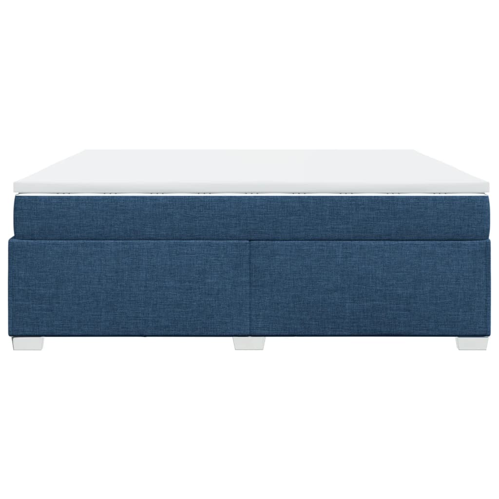 vidaXL Κρεβάτι Boxspring με Στρώμα Μπλε 200x200 εκ. Υφασμάτινο