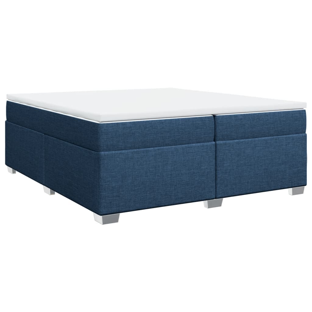 vidaXL Κρεβάτι Boxspring με Στρώμα Μπλε 200x200 εκ. Υφασμάτινο