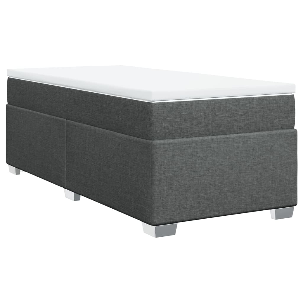vidaXL Κρεβάτι Boxspring με Στρώμα Σκούρο Γκρι 90x190 εκ. Υφασμάτινο