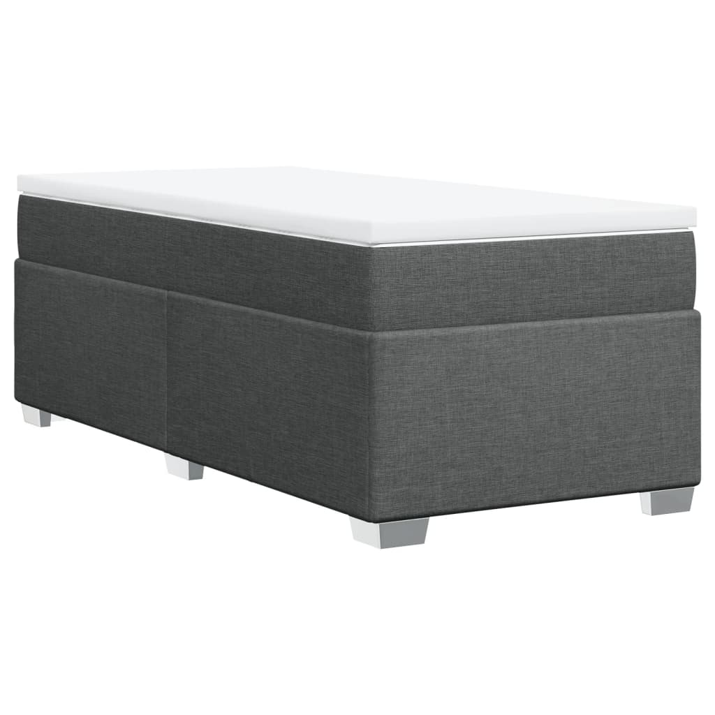 vidaXL Κρεβάτι Boxspring με Στρώμα Σκούρο Γκρι 90x190 εκ. Υφασμάτινο