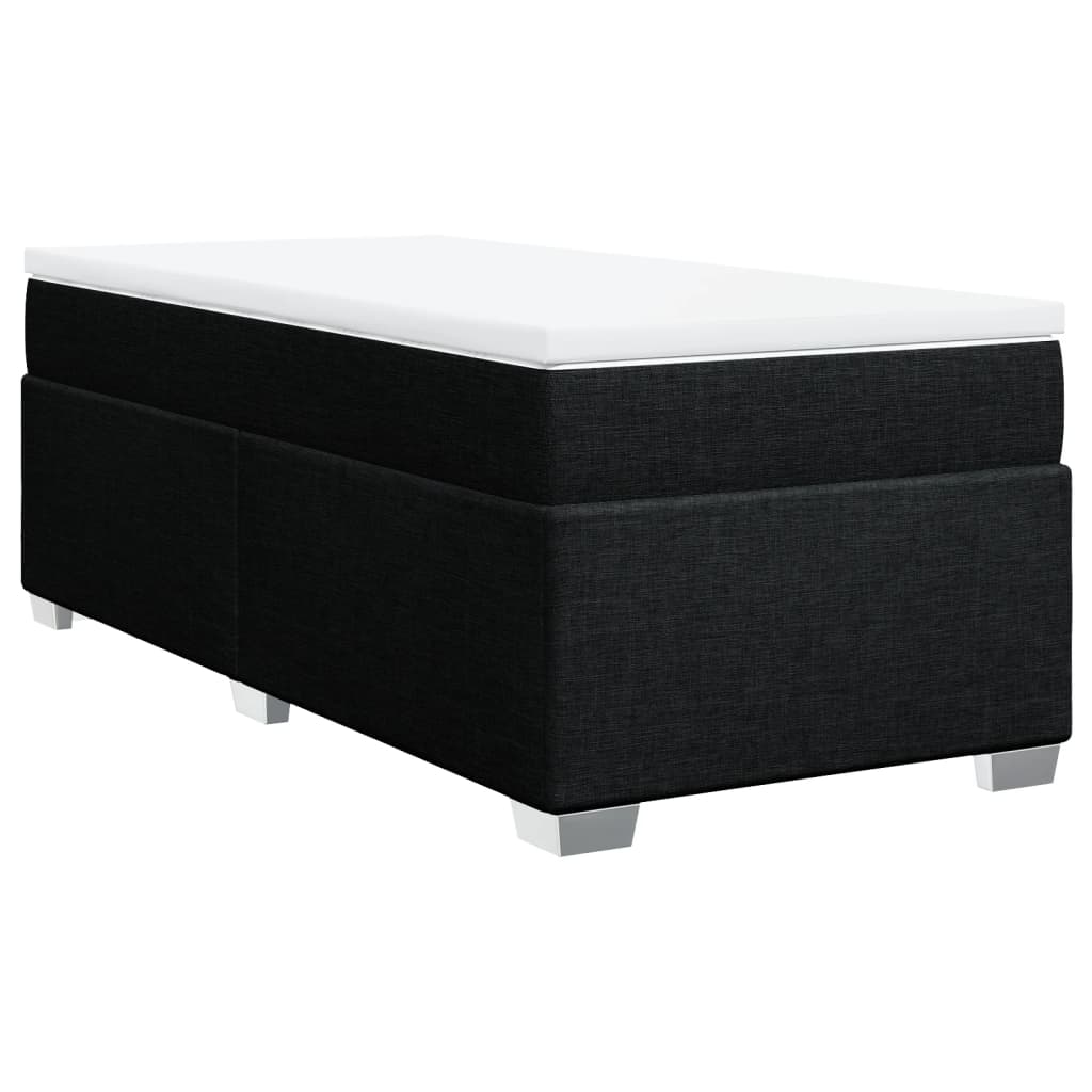 vidaXL Κρεβάτι Boxspring με Στρώμα Μαύρο 90x190 εκ.Υφασμάτινο