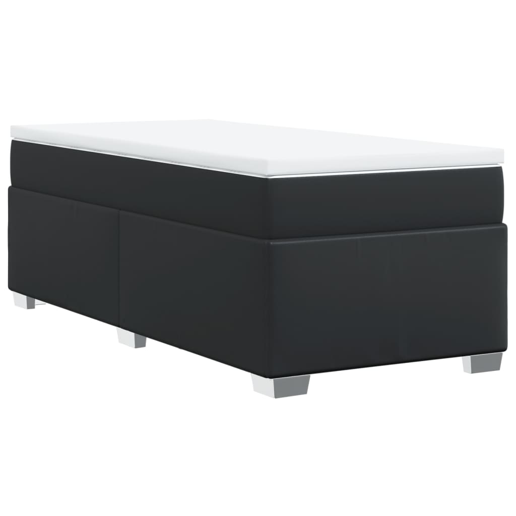 vidaXL Κρεβάτι Boxspring με Στρώμα Μαύρο 80 x 200 εκ. Συνθετικό Δέρμα
