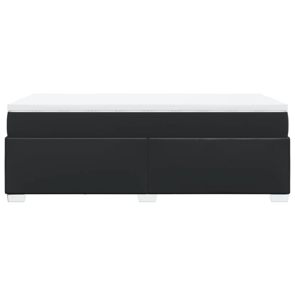 vidaXL Κρεβάτι Boxspring με Στρώμα Μαύρο 90x200εκ. από Συνθετικό Δέρμα