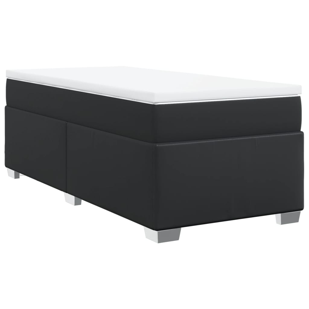 vidaXL Κρεβάτι Boxspring με Στρώμα Μαύρο 90x200εκ. από Συνθετικό Δέρμα