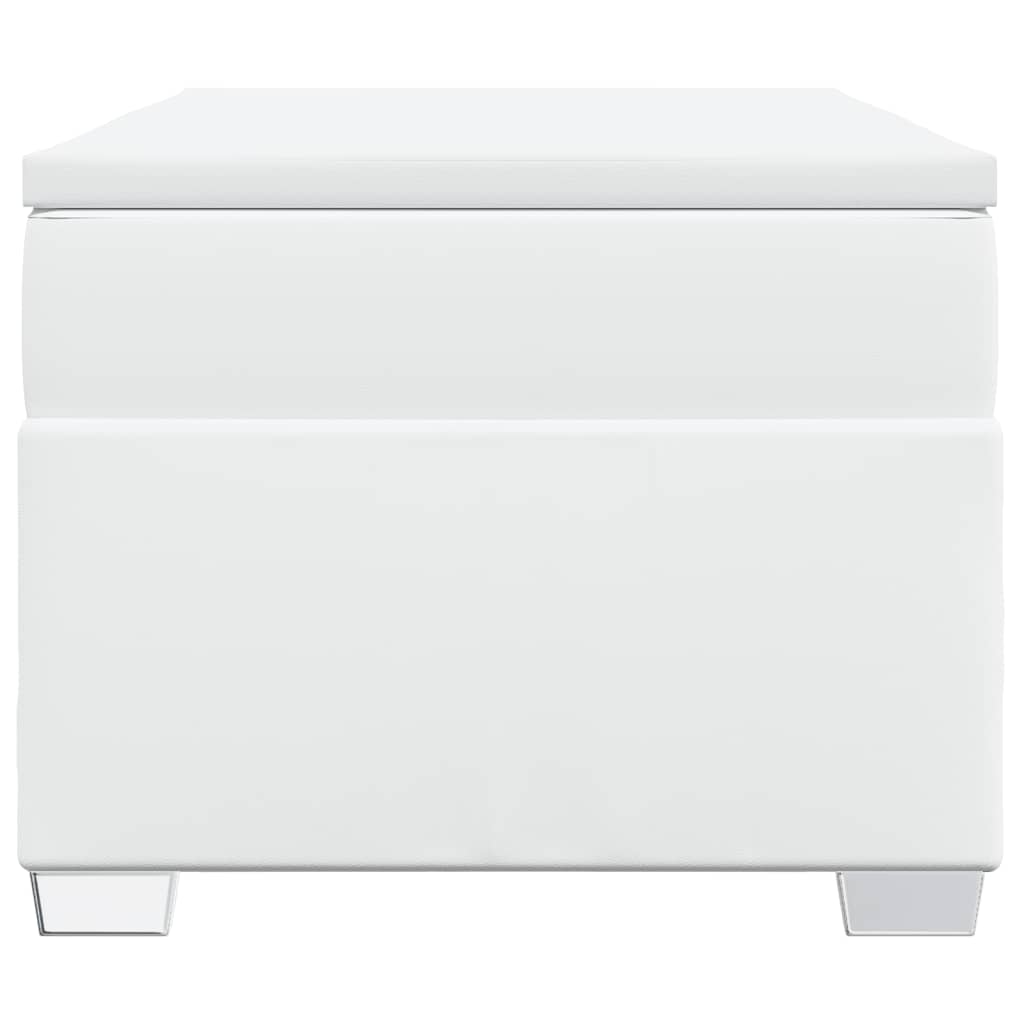 vidaXL Κρεβάτι Boxspring με Στρώμα Λευκό 90x200εκ. από Συνθετικό Δέρμα