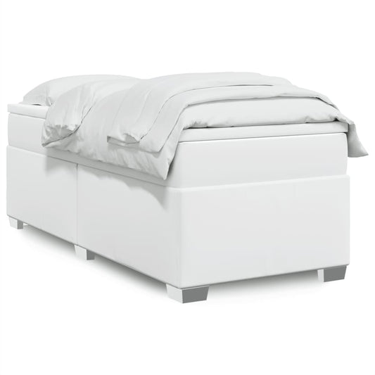 vidaXL Κρεβάτι Boxspring με Στρώμα Λευκό 90x200εκ. από Συνθετικό Δέρμα
