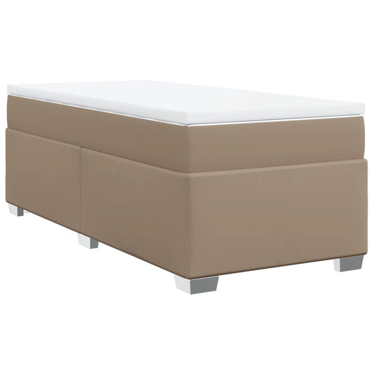 vidaXL Κρεβάτι Boxspring με Στρώμα Καπουτσίνο 90x200εκ.από Συνθ. Δέρμα