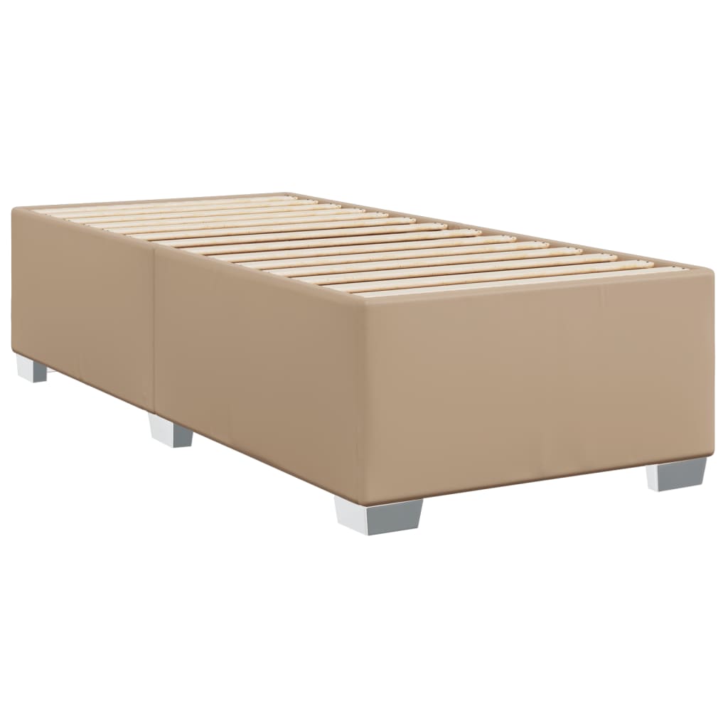 vidaXL Κρεβάτι Boxspring με Στρώμα Καπουτσίνο 90x200εκ.από Συνθ. Δέρμα