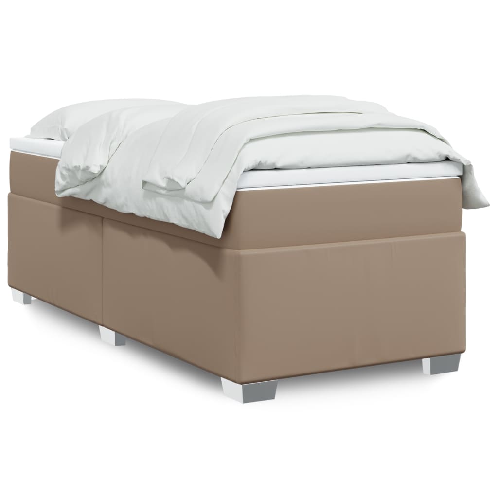 vidaXL Κρεβάτι Boxspring με Στρώμα Καπουτσίνο 90x200εκ.από Συνθ. Δέρμα