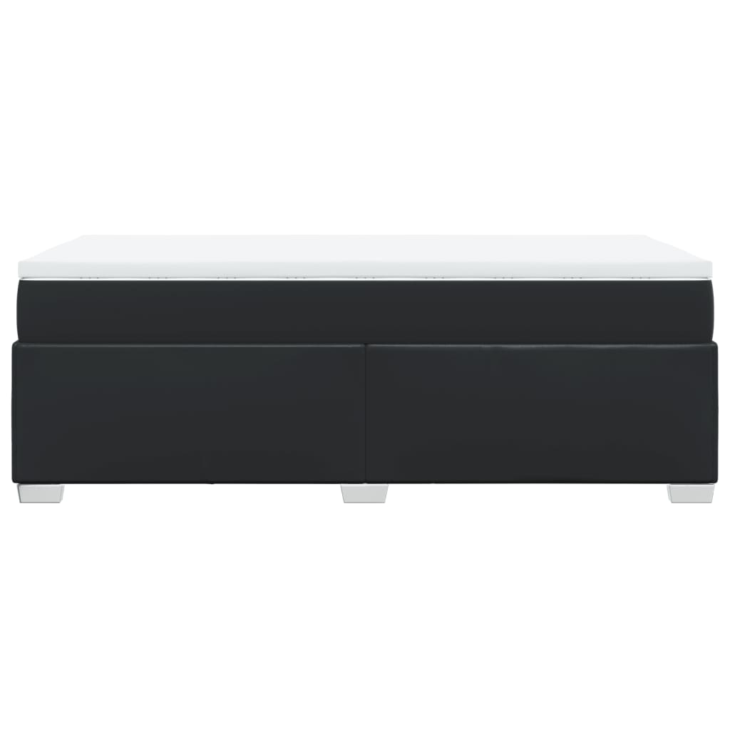 vidaXL Κρεβάτι Boxspring με Στρώμα Μαύρο 100x200εκ.από Συνθετικό Δέρμα