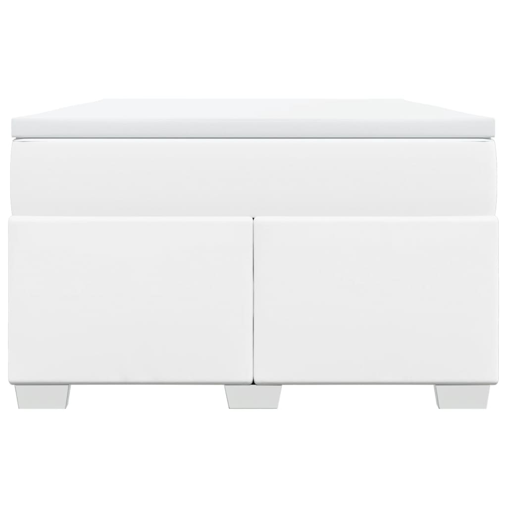 vidaXL Κρεβάτι Boxspring με Στρώμα Λευκό 120x190εκ.από Συνθετικό Δέρμα