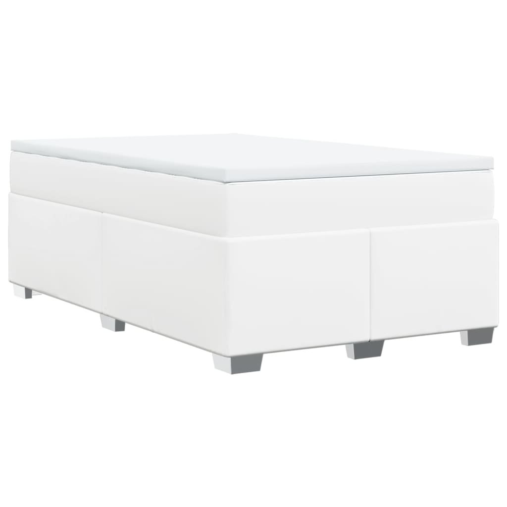 vidaXL Κρεβάτι Boxspring με Στρώμα Λευκό 120x190εκ.από Συνθετικό Δέρμα