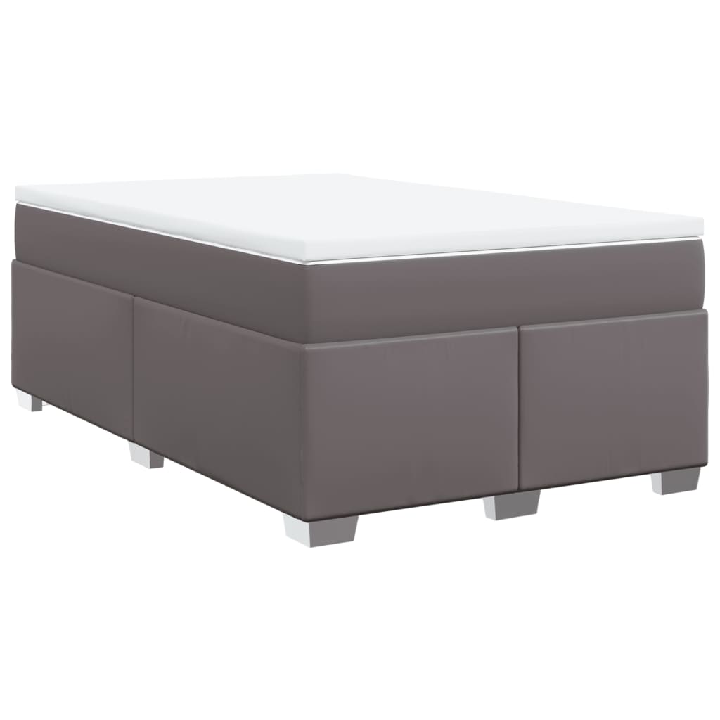 vidaXL Κρεβάτι Boxspring με Στρώμα Γκρι 120x190εκ. από Συνθετικό Δέρμα