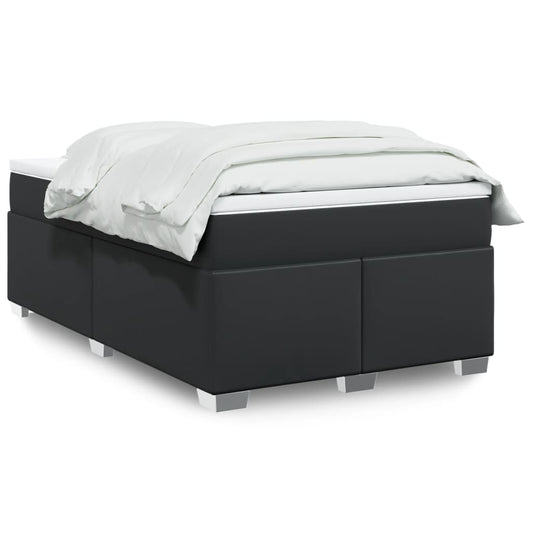 vidaXL Κρεβάτι Boxspring με Στρώμα Μαύρο 120 x 200 εκ. Συνθετικό Δέρμα